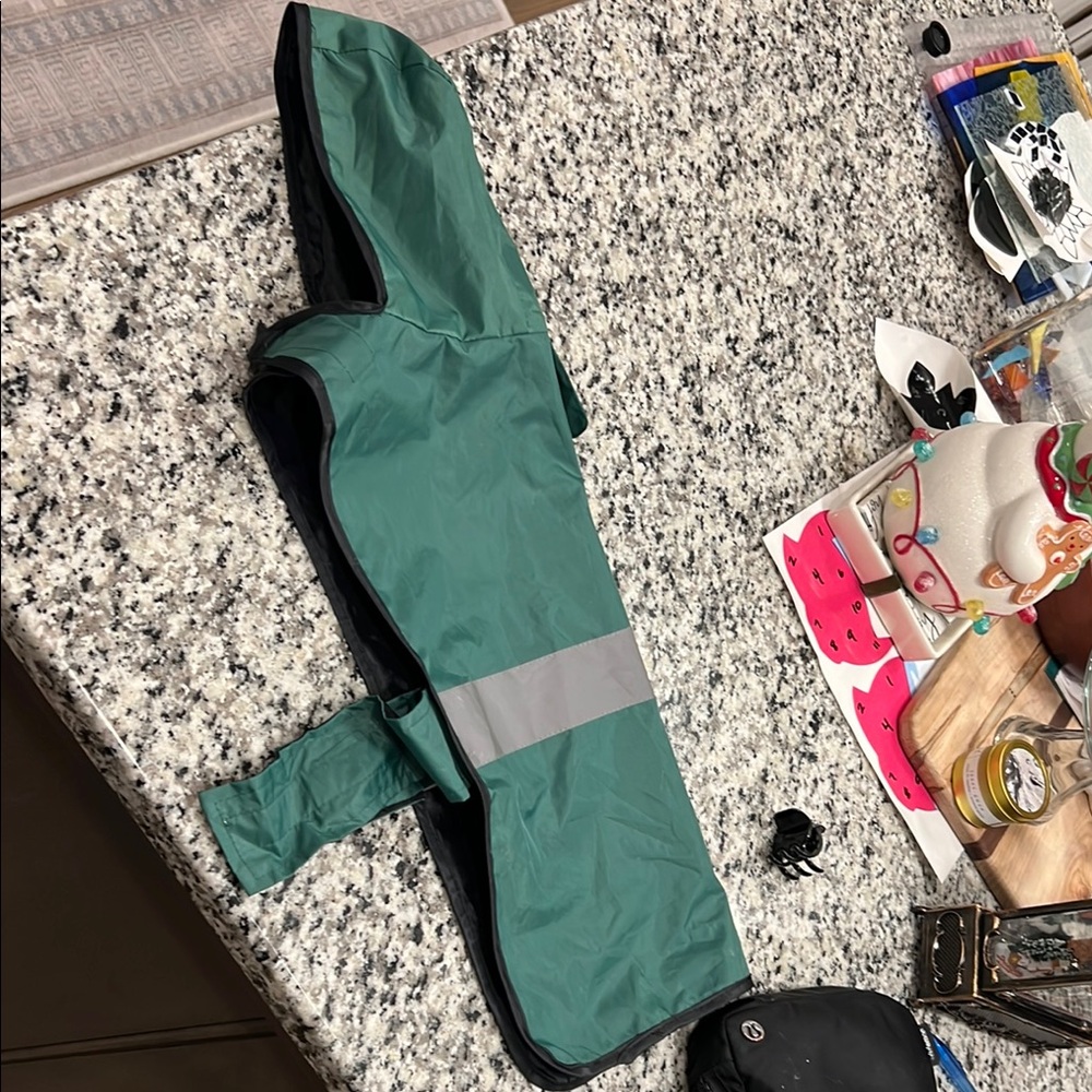 Green or Blavk reversible Dog Raincoat with Reflective Stripe